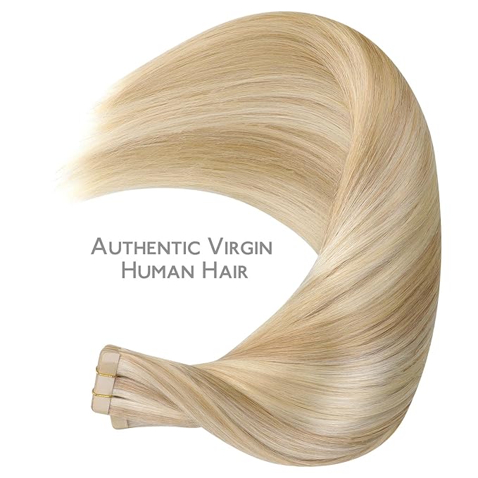 WENNALIFE Tape in Hair Extensions Human Hair, 40pcs 100g 24 inch Dirty Blonde Highlighted Bleach Blonde Hair Extensions Real Human Hair Straight Tape in Extensions Invisible Human Hair Extensions