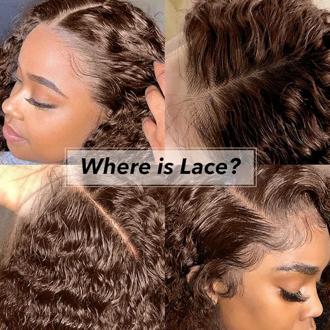 250 Density 32 Inch Deep Wave 360 Lace Front Wigs Human Hair Full Chocolate Brown Lace Front Wig Pre Plucked with Bady Hair Curly Wig 360 Glueless Lace Frontal Wigs for Women