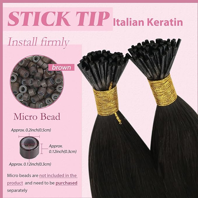 YoungSee I Tip Extensions Brown Balayage 22In Human Hair I Tip Extensions Ombre Dark Brown to Blonde with Brown I Tip Hair Extension Human Hair For Women 50s 50g Cold Fusion Hair Extension