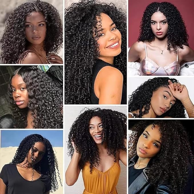Natural Color Human Hair Bundles Natural Black Kinky Curly Bundles Peruvian Grade 8A Virgin Hair Extensions 24 Inch Double Weft Hair Weave