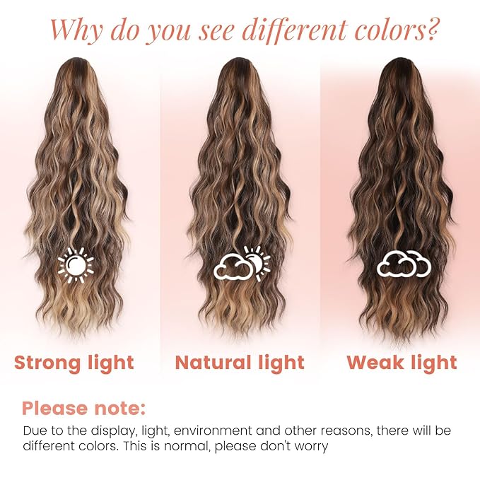 Claw Clip Ponytail Extension 18 Inch Curly Wavy Ponytail Extension Jaw Clip on Pony Tails Hairpiece for Women Fluffy Natural Synthetic for Daily Use (Dark Brown Mixed Honey Brown)