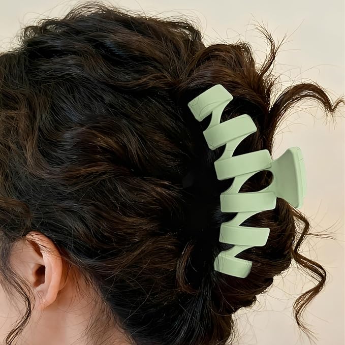 12 Pcs Claw Clips, Multi-Shapes Hair Clips for Women Girls, Non-Slip Large Jaw Claw Clips for Thick Thin Curly Hair Accessories (Green)