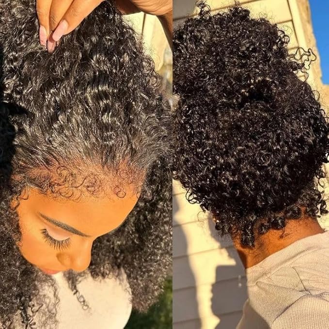 250% Density Deep Wave Human Hair Wig 13x6 Mongolian Lace Front Deep Curly Lace Front Wigs Human Hair Pre Plucked Deep Wave Frontal wig For Black Women Full And Thick (24 Inch, 13x6 Wig)