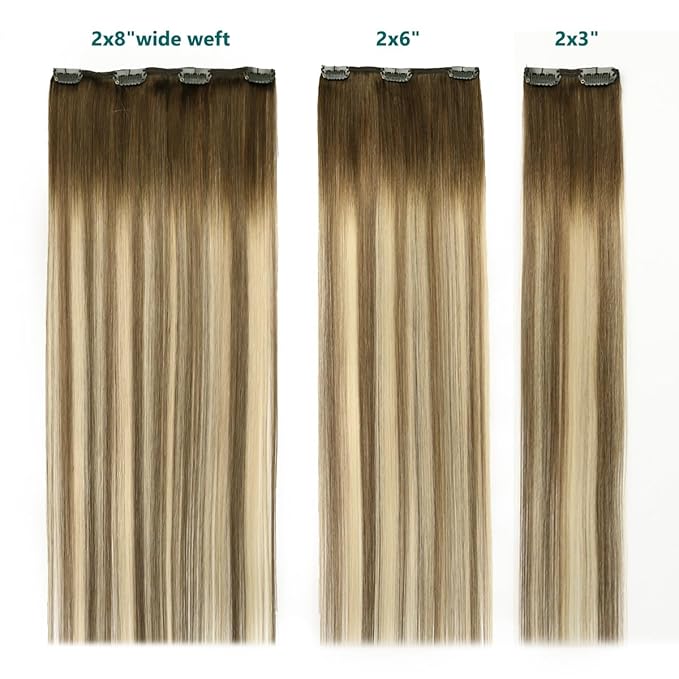 SURNEL Clip in Extensions Human Hair Balayage Walnut Brown to Ash Brown and Golden Blonde Clip in Hair Extensions 20inch 120g 6pcs(#3/8/22,20'')