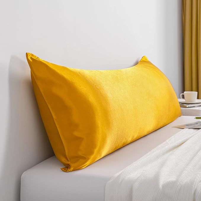 NTBAY Satin Body Pillowcase for Hair and Skin, Luxurious and Silky Pillow case with Envelope Closure, 20x54 Inches, Golden Brown