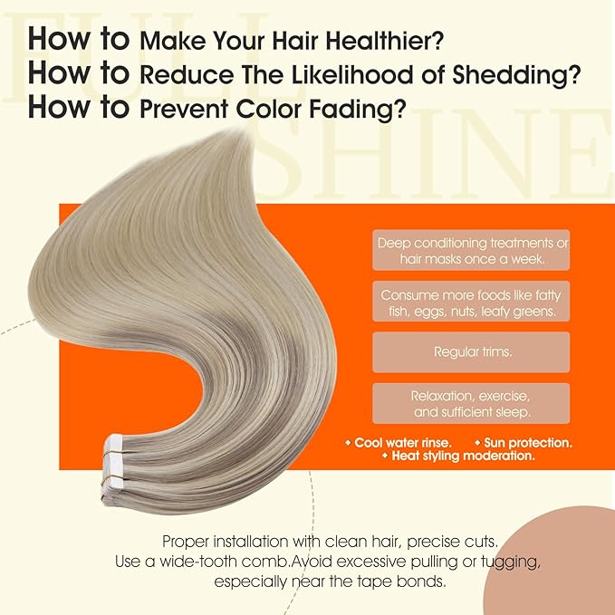 Full Shine Tape in Hair Extensions Real Human Hair 14Inch Balayage Color 18 Ash Blonde Fading to 22 and 60 Blonde Remy Tape in Extensions Seamless Tape Hair Ombre Skin Weft Hair Extensions 50G 20Pcs