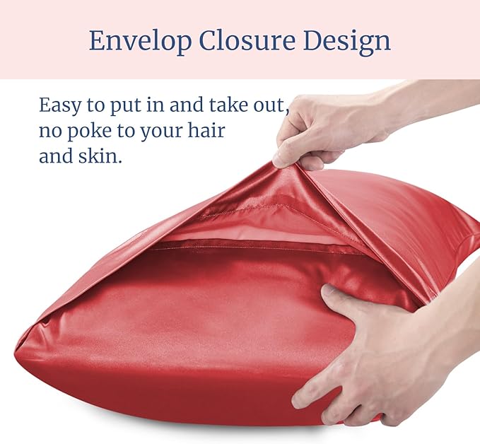 BEDELITE Satin Pillowcase for Hair and Skin, Super Soft and Cooling Similar to Silk Pillow Cases 2 Pack with Envelope Closure, Gift for Women Men(20"x40" King Size, Baked Apple)