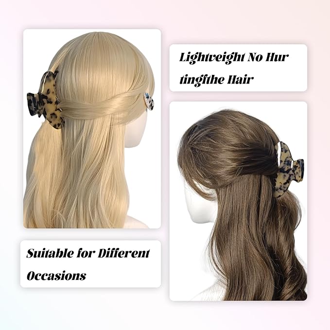 French Hair Claw Clips for Women Grils,4 Inch Strong Hold No Slip Grip Accessories Acetate Material,Not Easily Damaged,Thick or Thin Hair (Beige Tortoiseshell)