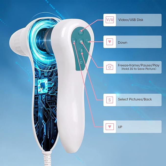 Scalp and Skin Analysis Machine, 12 Inch Digital Scalp Camera with 50x/200x Lenses, Rechargeable Skin Health Detection Use for Home, Spa and Salon