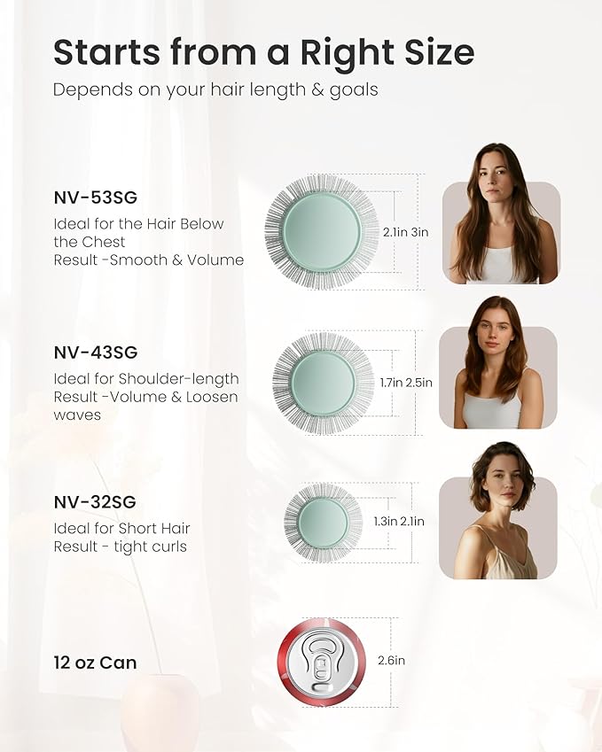 AIMIKE NaturaVol Round Brush for Blow Out, Small Round Hair Brush Nano Thermal Ceramic & Ionic Tech, for Blow Drying & Salon-like Styling at Home, Maximum Volume Shine - 1.3" Barrel, 2.1" w/Bristle