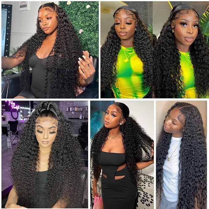bangjazz Deep Wave Lace Front Wigs Human Hair 180% Density Curly Lace Front Wig Human Hair Wet and Wavy Wig 13x4 HD Lace Frontal Wigs 16 Inch Glueless Curly Wigs for Women Pre Plucked