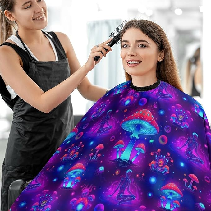 Extra Large Hair Styling Cape, Scenery Magic Mushrooms Salon Cape Apron Hair Cutting Gown for Styling Hair Cut Hairdresser