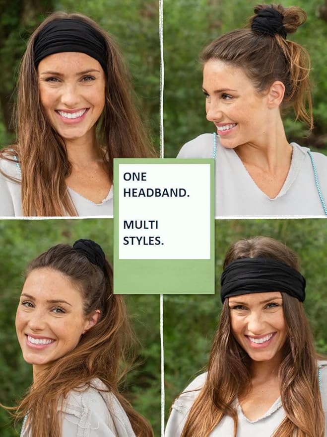 Huachi Wide Women's Headbands - Non-Slip Thick Fashion Boho Elastic Hair Bands for Workout, Running, and Working
