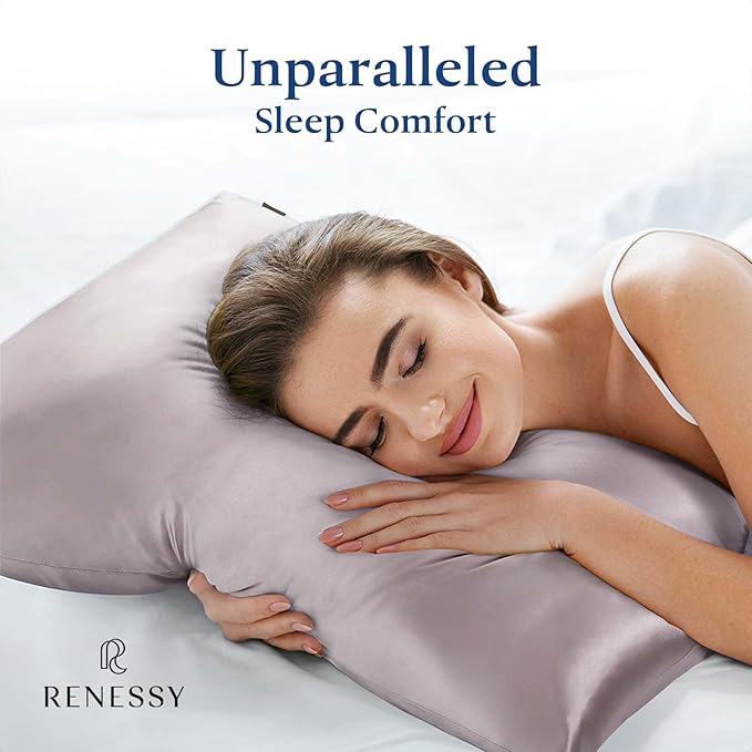 Premium Silk Pillowcase 100% Organic Mulberry Silk, 22 Momme, Grade 6A - Oeko-Tex Certified in Germany - Luxury for Hair & Skin, 1 Piece (Queen Size 20x30 Inches, Pale Lavender)