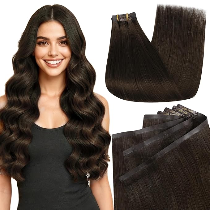 Full Shine Clip in Hair Extensions 24 inch 160g 8Pcs Seamless Clip in Hair Extensions Brown Remy Hair Clip ins for Women PU Skin Weft