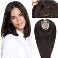 Rich Choices Human Hair Toppers for Women-100% Real Remy Hair Topper No Bang-Upgraded 150% Density 9 * 12CM Lace Base-Clip in Hairs Topper for Thinning Hairs-14Inch #1B Natual Black