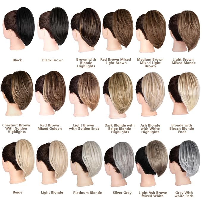 Clip on Ponytails for Women - 10 Inch Short Ponytail Extension, Straight Pony Tails Hair Extensions, Synthetic Hair Extensions Ponytail, Clip in Ponytail (Color: Beige)