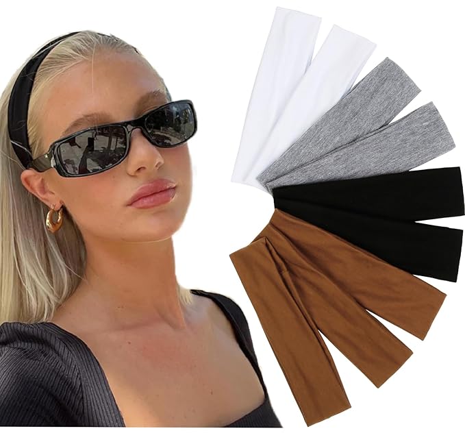 Cloth Headbands for Women Elastic Hair Bands for Women's Hair Non Slip, Soft Fabric Head Band Fashion School Head Bands Accessories 9 Pack Neutral Colors