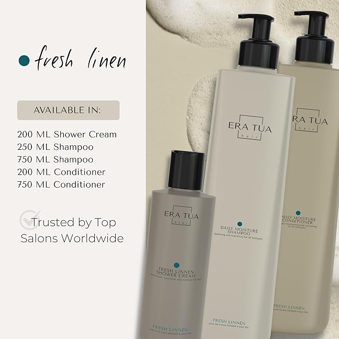 Fresh Linen Conditioner | Dutch Made & Formulated | Moisturizing & Repairing Conditioner for Dry, Damaged Hair | Uplifting Bergamot, Jasmine & Rose Scent |750 ml