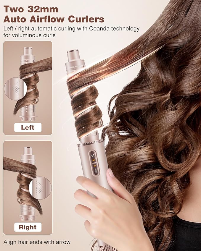 7MAGIC 7 in 1 Hair Styler & Hair Dryer Brush, 110,000 RPM High-Speed Blow Dryer with Negative Ions for Frizz-Free Styling Fast Drying Curling Volumizing Straightening, Hot Air Styler with Travel Case