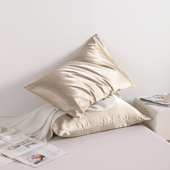 NTBAY 2 Pack Satin King Pillowcases for Hair and Skin, Luxurious and Silky Pillow Cases with Envelope Closure, 20x40 Inches, Taupe