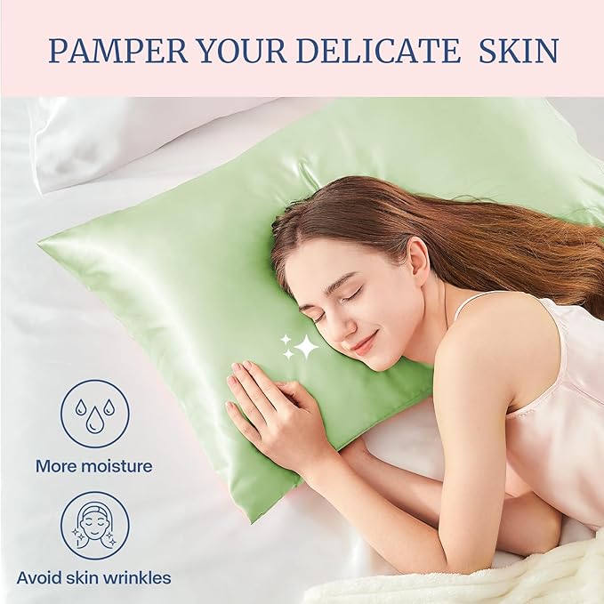 BEDELITE Satin Pillowcase for Hair and Skin, Super Soft and Cooling Similar to Silk Pillow Cases 2 Pack with Envelope Closure, Gift for Women Men(20"x36" King Size, Gleam)