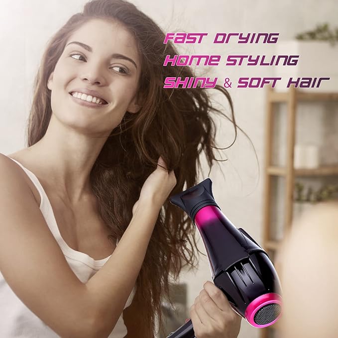 Hair Dryer Professional Blow Dryer Negative Ions 3500W Powerful Fast Drying Low Noise Long Cord Quick Dryer with Nozzle and Diffuser Hair Blow Dryer with 2 Speed and 3 Heat Settings Purple-6