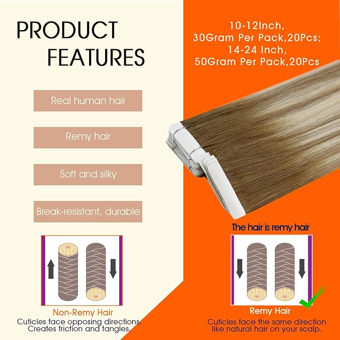 Full Shine Hair Extensions Real Human Hair Tape in Color 3/8/22 Remy Tape in Hair Extensions Cuticles Aligned for Women Bridal Hairstyles Long Straight Extension 18Inch 50G 20Pcs