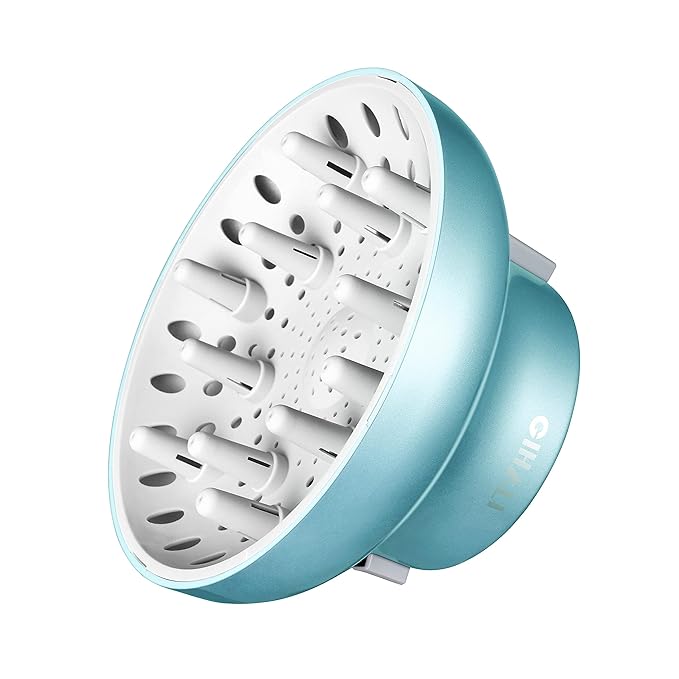 Universal Hair Diffuser “Super Sturdy” 1.7 Inch to 2.6 Inch for Natural Curly and Wavy Hair, Hair Dryer Attachment (Blue Lagoon)