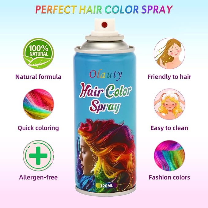Pink Hair Spray, Temporary Hair Color Spray For Kids Women Men, Temporary Hair Dye Washable Hair Color Wax, Non-Sticky Color Hair Spray for Halloween Crazy Hair Day,Cosplay Party DIY,Christmas (Pink)