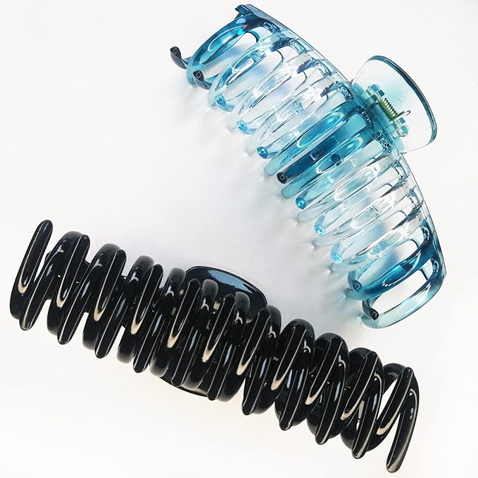 5.5 Inches Extra Large Hair Clips for Long Thick Hair Women’s Jumbo Hair Claw Clips 2 Counts in Set Hair Accessories (teal blue and black)