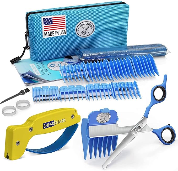 Calming Clipper® - The Silent, Gentle Haircutting Kit for Children with Autism and Sensory Sensitivity - Includes Barber Cape (21pcs RH + Sharpener)