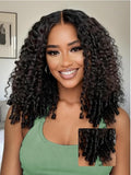 YIROO Burmese Bye Bye Knots Curly Wig Human Hair with Finger Coil Ends,Glueless Wig Human Hair Pre Plucked Pre Cut 7x5 Lace Front Wig Pre Bleached Wear and Go Beginner Friendly 150% Density 22Inch