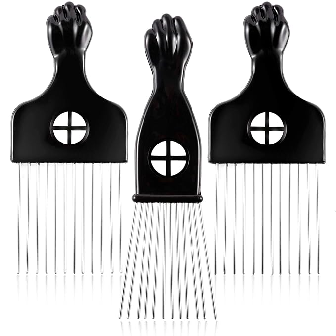 3 Pack CAREHOOD Metal Afro Lift Comb - Wide Tooth for Men's and Women's Curly/Textured Hair, Detangling Tool for Wigs, Braids, and Styling