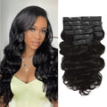 Body Wave Brazilian Clip in Hair Extensions Human Hair 8Pcs Remy Hair Extensions Clip ins for Black Women with 20 Clips 110g (20 Inch, Natural Black)