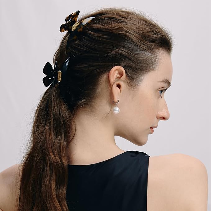 Acetate Hair Clip for Women, SHE'S FREE STYLE JUST FOR YOU [2024 New] Premium Tortoise Shell Hair Claw Clips, Butterfly Hair Accessory (Tortoise-Butterfly)