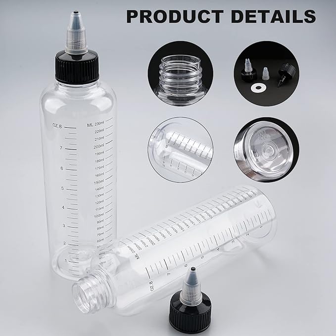 Cosywell Hair Oil Applicator 16.9oz Measured Squeeze Bottles with Graduated Scale Dye Applicator Bottle Twist-On Top Tip Cap Empty Plastic Color Oil Bottle 2 Pack