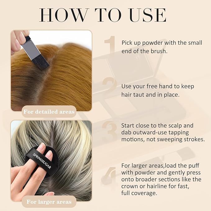 Root Touch Up Hair Color – 3 Color Blendable Hairline Powder for Gray Coverage, Root Cover Up & Thinning Edges – 48H Sweat Resistant, Natural Finish for Women & Men – Black