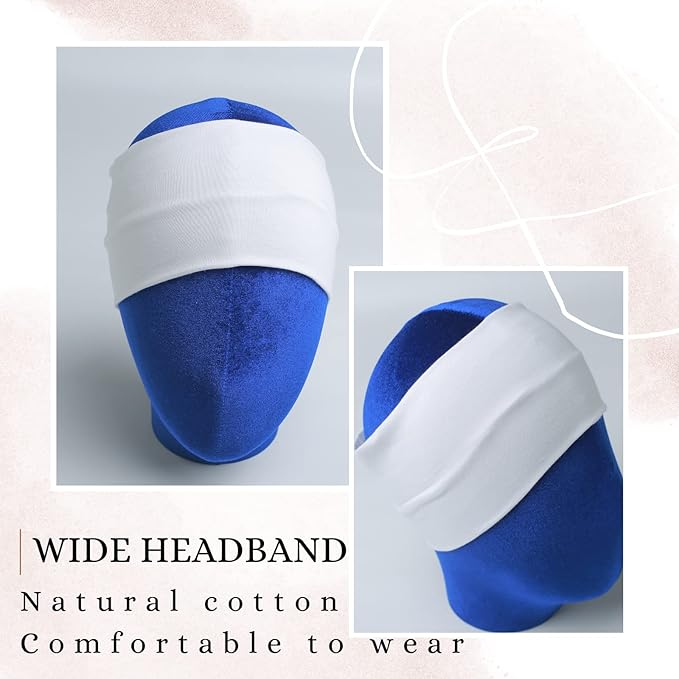 Headbands for Women 3 Pcs Wide Cotton Headband Non-slip Stretchy Elastic Head Wrap Holder Hair Accessories