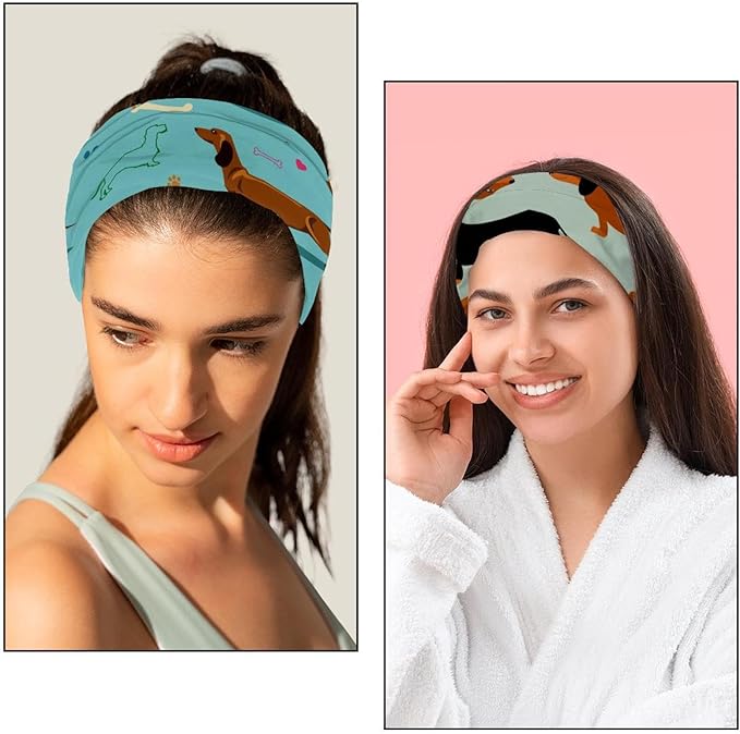6 Pcs Stretchy Headbands for Women, Absorbed Sport Headband Soft Twist Knotted Headbands for Daily Life Yoga Workout, Dogs Collection Multi Animal