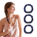 THXSILK 100% Mulberry Silk Scrunchies 3-Pack, 25 Momme Mulberry Silk Hair Ties for Women, Sleek Low Profile No Damage Ponytail Holders, for Fine Hair & Everyday Use, Navy Blue