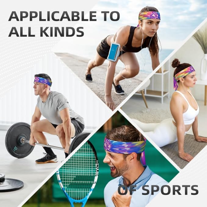Sports Tie Headband Bandana Running Athletic Sweat Band Elastic Adjustable Sport Head Tie for Men Women Head Ties Ninja Tie Headbands Tennis Sweatbands Soccer Basketball Teams Running Head Band