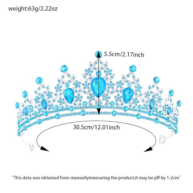 Princess Tiara and Crown for Women Wedding Tiaras for Bridal girls Tiaras and Crystal Crowns Rhinestone Headband Metal Hair Accessories for Costume Birthday Party Prom Gifts