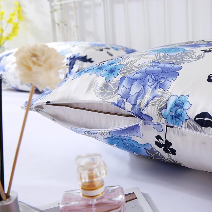 SLPBABY Silk Pillowcase for Hair and Skin with Hidden Zipper Print (King, Pattern 21)