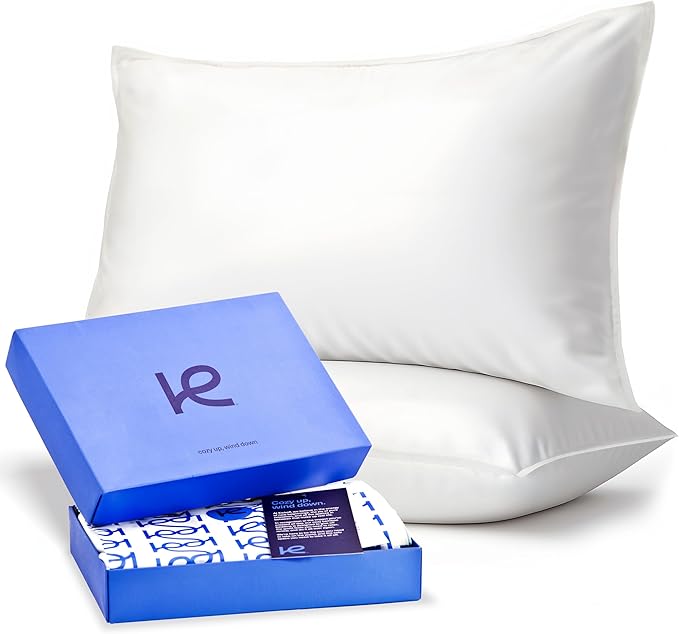 Kickoff Viscose Bamboo Pillowcase, Standard, Set of 2, 100% Organic Hidden Zippered Viscose Bamboo Pillow Case Standard Size, Cooling Pillow Cover for Hot Sleepers (20"x26", Snow White)