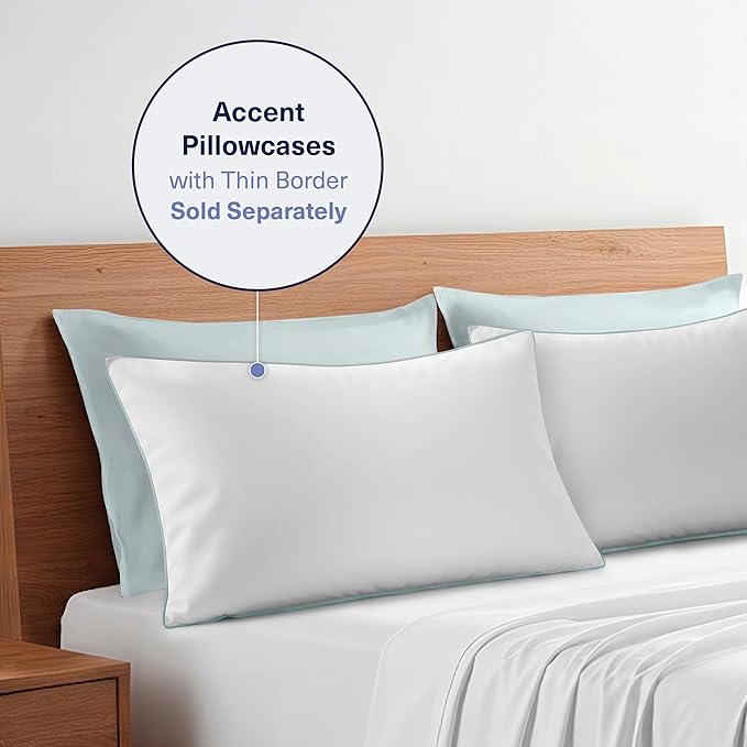 Kickoff Viscose Bamboo Pillowcase, Standard, Set of 2, 100% Organic Hidden Zippered Viscose Bamboo Pillow Case Standard Size, Cooling Pillow Cover for Hot Sleepers (20"x26" Coastal Blue)