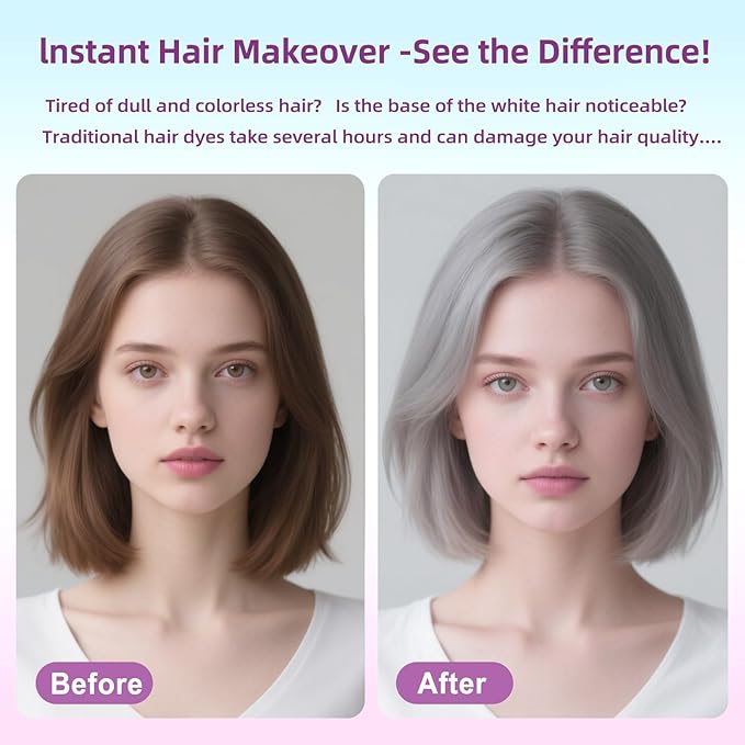 Gray Hair Spray, Temporary Hair Color Spray For Kids Women Men, Hair Dye Washable Temporary Hair Color Wax, One-Time Use Color Hair Spray for Crazy Hair Day, Halloween Christmas Cosplay Party (Gray)