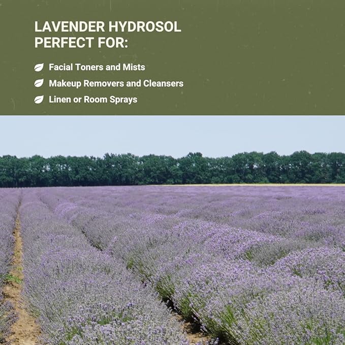 Lavender Hydrosol - Pure Steam Distilled Floral Water Spray for Face Toner, Facial Mist & DIY Skincare - Lavandula Angustifolia Hydrating Skin Refresher & Linen Spray - 100% Natural 16oz 2packs
