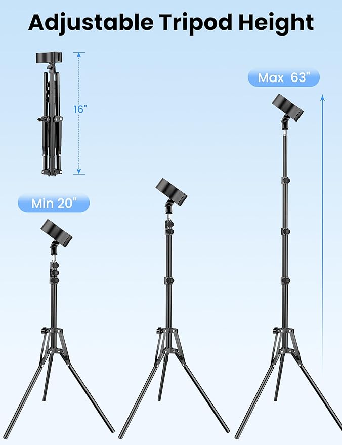 Hair Dryer Stand Hands Free, 20-63 Inch Adjustable Hair Dryer Holder with Tripod & Universal Clip, Blow Dryer Stand for Bathroom Salon Home, Perfect for Long Hair & Stylists