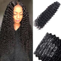 Seamless Clip in Hair Extensions Human Hair Deep Wave Clip ins for Black Women 8Pcs Brazilian Virgin Human Hair Clip in Extensions PU Skin Weft 18Clips 120g 14inch Natural Black